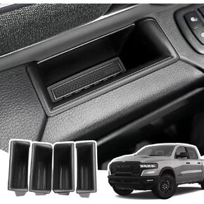 4pc Door Side منظم لعام 2025 2024 2023 2022 2021 2020 2019 RAM 1500 (Not Fit RAM 2500 3500) ، صندوق تخزين جانبي ABS ، منظم صينية جانب الباب ، إدراج حاوية البليت ， الأحمر