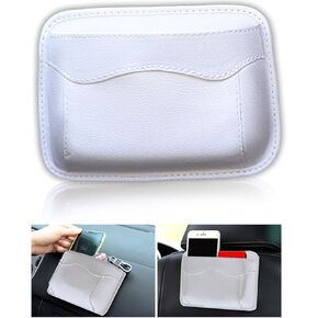 Car Seat Side Storage Pocket, Small Organizer,PU Leather Multifunctional Console Side Organizer Bag for Phone, keys, sunglass,wallet,ect (Black)