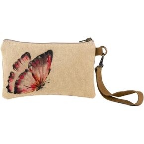 Wristlet Wallets for Women - 4.7" x 8" Handcrafted Womens Wallet, 100% Cotton Canvas with Leather Strap