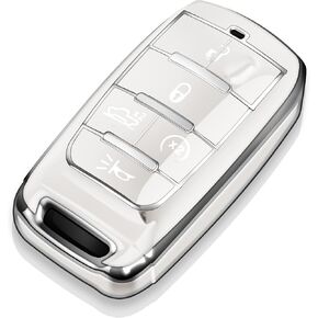 Tukellen for Dodge Key FOB Cover Soft TPU الحماية الكاملة مفتاح المفتاح المفتاح المتوافقة مع 2019-2025 دودج رام 1500 2500 3500 ، 4-5 أزرار (أحمر)