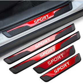 4Pcs Stainless Steel Car Door Sill Protector Door Threshold Protector Front and Rear Door Car Pedal Kick Protection Door Sill Scuff Plate Car Universal Accessories for Car Truck SUV Red