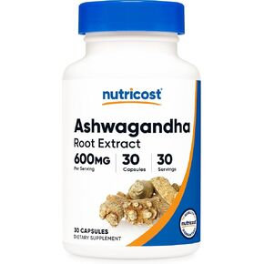Nutricost Ashwagandha Root Extract Herbal Supplement 600mg, 30 Capsules - Vegetarian, GMO-Free, Gluten Free