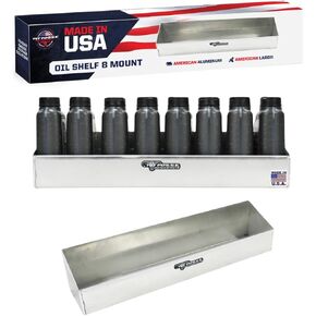 Pit Posse 564 Oil Shelf Caddy 8 Bottle Rack حامل 24 " - مصنوع في الولايات المتحدة الأمريكية - يحمل 8 ربعات من زيت محرك السيارات - منظم تخزين مقطورة السباق المغلقة (Silver)