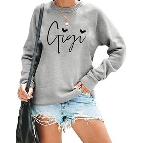 Alltb Gigi Swefshirt Women Gigi Heart Graphic Sweater Homes for Grandma Nana Pullover Top Top Long Sleeve Tops Tops