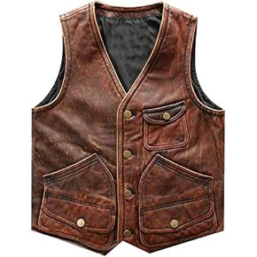 Men’s Real Leather motorcycle Vest Tan Brown Leather Biker Vest