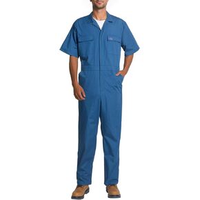HISEA Men's Short Sleeve Zip Up Coverall, Twill Stain & Wrinkle Resistant Mens Work Coverall with Multi Pockets