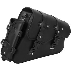 Homoyoyo Motorcycle Swingarm Saddlebag-Waterproof PU Motorcycle Side Bag with Water Bottle Holder Right-Mounted Durable Motorbike Tool Storage Bag for Road Bikes Cruisers & Adventure Bikes (Black)