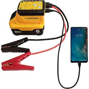 Multi Starter ، تعمل مع بطارية DeWalt 20V/60V ، قفز Adapter DJS20-Dew ، بداية قفزة السيارات ， إصلاح/تنشيط/تعزيز ، لمحركات 6.0 لتر ، مصدر طاقة USB