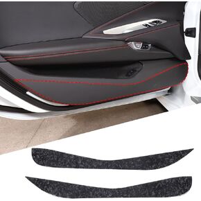 Soft Carbon Fiber Car Door Anti Kick Panel Trim Sticker Compatible with Chevrolet Corvette C8 2020-2024, Inner Door Anti Kick Decorative Panel Protection Accessories, 2PCS (Black)