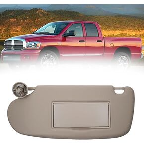 Dasbecan Left Driver Side Car Sun Visor W/Mirror Compatible with Dodge Ram 1500 2500 3500 2002 2003 2004 2005 2006 2007 2008 2009 Replaces# 1902167 (Not extendable)