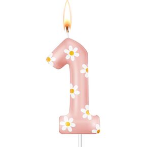 Daisy Number Birthday Candle Pink Flower Candle Daisy Flower Cake Topper for Girl Boho Themed Birthday Baby Shower Party Cake Decorations Supplies(Number 2)