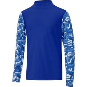 UPF 50+ Boys Rash Guard Long Sleeve Thumb Hole UV Sun Protection Swim Shirt for Kids Quick-Dry SPF Fishing Shirts