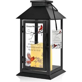 CVHOMEDECO. Memorial Lantern Bereavement Gifts Sympathy Gifts Forever Memorial Personalized LED Candle Lantern, Black
