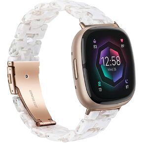 AWSMOR Resin Band Compatible with Fitbit Versa 4/Versa 3/Fitbit Sense 2/Sense Band Women, Lightweight Bracelet Wristband Replacement Strap for Versa 3/4/Sense 2 Smartwatch