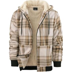 Mens Zip Up Hoodies Fleece Sherpa Lined Sweatshirt Winter Warm Jacket