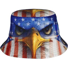USA Flag Bucket Hat for Women Men,Funny American Flag Beach Sun Cap Fisherman Hat for Travel Hiking