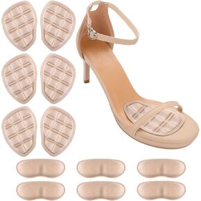 3pairs metatarsal pads raul of foot kushions للنساء ، وسادات الانزلاق عالية الكعب مع 3 أزواج من وسادة الكعب لجميع يوم تخفيف الألم والراحة مقاس واحد يناسب إدراج الأحذية (متعدد الألوان)