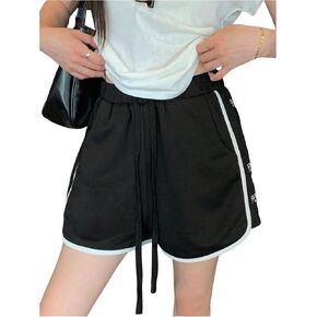 Sweatyrocks القوس القوس التطريز السراويل الرباط الخصر على التوالي ساقها غير رسمية فضفاضة