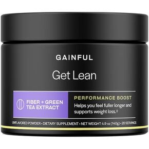 Gainful Get Lean Performance Boost, Green Tea Extract Fiber Supplement, Powder Drink Mix for Gut Health, FiberSMART from Cassava Root, High Fiber Antioxidant Rich Formula, Unflavored, 28 Servings