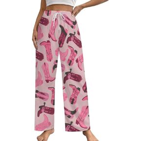 Women's Pajama Pants Black White Cute Cat Lounge Causal Bottoms Sleep Pants