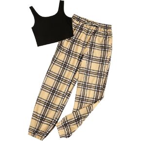SOLY HUX Girl's 2 Piece Outfits Letter Crop Top and Pant Sets Cute Clothes Fashion 2023