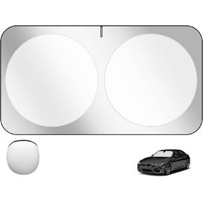 Professional Windshield Sun Shade for Tesla Model 3/Y 2016-2025, Innovative No-Light-Pass Technology for Maximum Protection, Foldable Sunshade with Mirror Cut-Out Keeps Car Cool