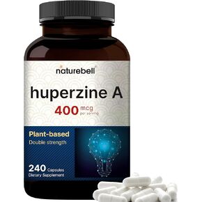 Naturebell Huperzine A 400mcg لكل وجبة ، 240 كبسولة ، (Huperzine A ملحق) | يدعم التركيز والإدراك والذاكرة وقدرة التعلم - مكملات صحة الدماغ الممتازة - لا يوجد كائنات محفوبة كبيرة