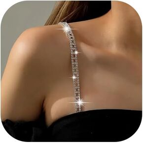Rhinestones Bra Shoulder Straps Non-Slip Dress Bra Shoulder Crystal Dress Accessories Jewelry Summer Body Chain for Women