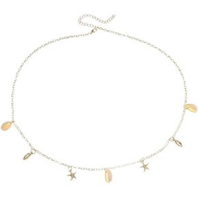 Sea Shell Starffish سلسلة الخصر حزام للنساء فتيات نجمات شنقا الخصر الصيفي الصيفية شاطئ بيكيني سلاسل بطن الأزياء الهدايا المجوهرات إكسسوارات الجسم