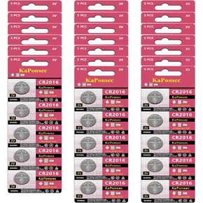 KaPonsec 3 Volt CR2016 2016 Lithium Battery -50PCS