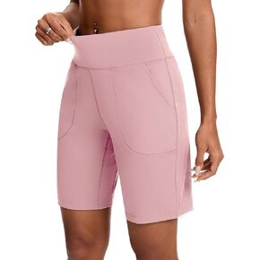 Womens Bermuda Shorts for Women with Zipper Pocket Womens High Waisted Long Shorts for Running Workout Athletic