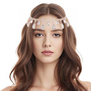 Coucoland Rhinestone Headband Hair Clips - Crystal Hair Combs Chain Tassel Wedding Bridal Accessories for Women