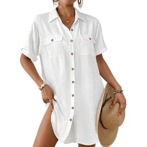 Bsubseach Women Swimsuit Coverup Button Down Bathing Suit Cover Up for Swimwear Summer Beach Shirt Dresses Resort Wear