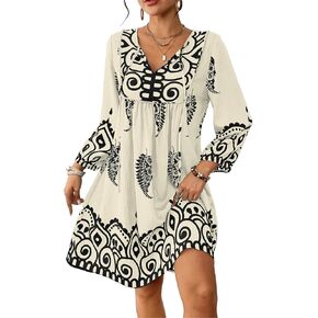 Eddoyee Women Swimwear Cover Up Bohemian Floral Bathing Suit Beachwear Mumu Dress Lounge Dress