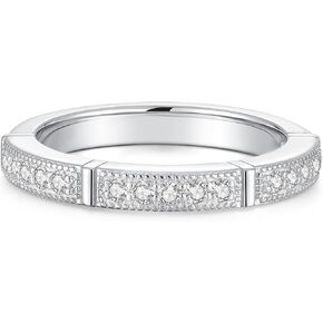 Round Cut Moissanite Engegament فرقة حلقة بسيطة للنساء 18 K من الذهب الأبيض المطلي S925 STERLIN