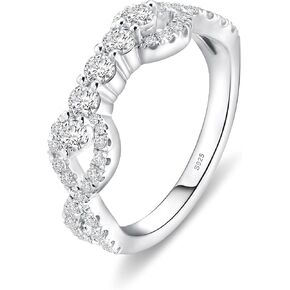Moissanite Wedding Bands Engagement Ring for Women S925 Sterling Silver Plated With 18K White Gold D Color VVS1 Round Cut Half Eternity Ring in Kuwait