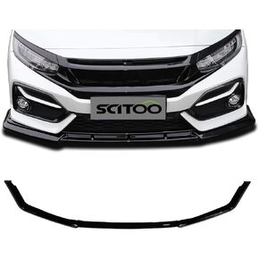 Scitoo Glossy Black Front Lip تناسب 2016-2021 لـ Honda Civic Hatchback & Si Models PP Front Lip Spoiler