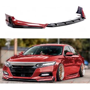 الشفة الأمامية المصد الأمامية متوافقة مع 2018-2020 هوندا أكورد ، ACR JDM Hella Flush Dam Dam Sovering Spoiler Flits Fits for Ex-L LX Se Sport Touring Hybrid ، Protection Body Kit (Red)
