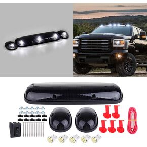 ECCPP 3pcs Smoke Cab Marker Light Cab Roof Running Top Clearance Marker Assembly 194 168 White with Wiring Pack Replacement fit for 2002-2007 Chevy Silverado/for GMC Sierra 1500 2500HD 3500