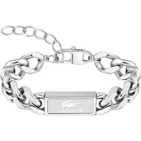 Lacoste Backhand Collection - Chain Bracelet for Men - Stainless Steel Jewelry - Adjustable Band - Modern Design, Fashion Accessory - Gift for Him in Saudi Arabia