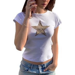 y2k بيضاء الطفل المحملات للنساء لطيف الرسم المطبوع محصول أعلى قميص الصيف الجمالية لفتيات في سن المراهقة in Kuwait