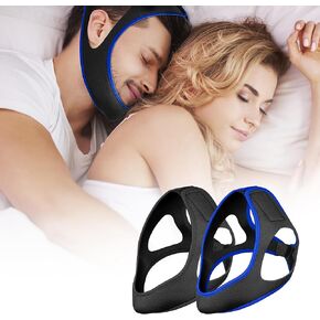2 Pack Chin Strap for Sleeping, Anti Snoring Devices to Stop Snoring Safe and Effective for CPAP Users, Snore Stopper for Sleeping High Elasticity, Adjustable & Breathable for Men, Women (Blue+Black)