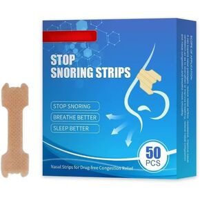 Nasal Strips for Snoring Relief & Clear Airways - Anti-Snore Nose Strips to Stop Snoring, Improve Breathing, Reduce Congestion | Comfortable Fit for Sleep, Sensitive Skin Safe 50 Count (Pack of 1)