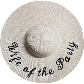 Bride Sun Hat/Bride Floppy Hat, Womens Embroidered Straw Sun Hat, Bachelorette Beach Gift