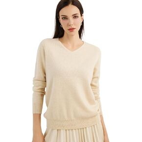 100% Pure Cashmere Women's Sweater V-Neck Long Sleeve 2025 Fall Winter Warm Soft Knit Pullover in Saudi Arabia
