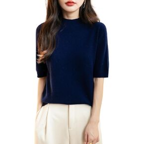 100 ٪ Merino Wool Spring Spring-Winter-Winter-Line-Line First Line لارتداء سترة رقبة قصيرة الأكمام قصيرة الأكمام