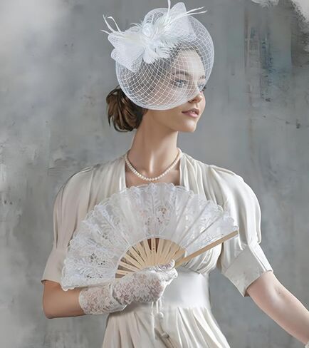 Dodheah Women's Fascinators Tea Party Hat Feathers Veil Flower Headband for Derby Cocktail Party Wedding Church Headwear in Saudi Arabia