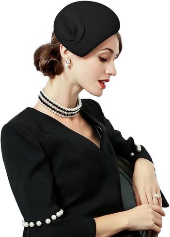 Vintage Women's Fascinators Wool Felt Pillbox Hat Ladies Hats for Church Derby Party Wedding Teardrop Hat Flower Fedoras in Saudi Arabia