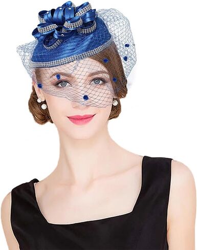 Women Veil Mesh Sweetheart Fascinator Hat Bride Wedding Hair Accessory with Clip Rhinestone Cocktail Party Hat in Saudi Arabia