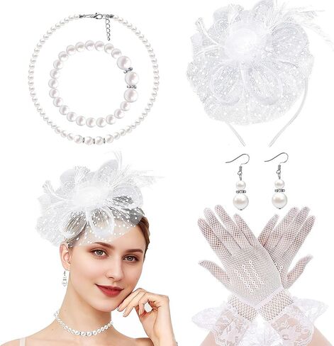 5Pcs Fascinators Hats for Women Tea Party Hat with Headband 1920s Fascinator Hat for Women Christmas Weddings Funerals in Kuwait